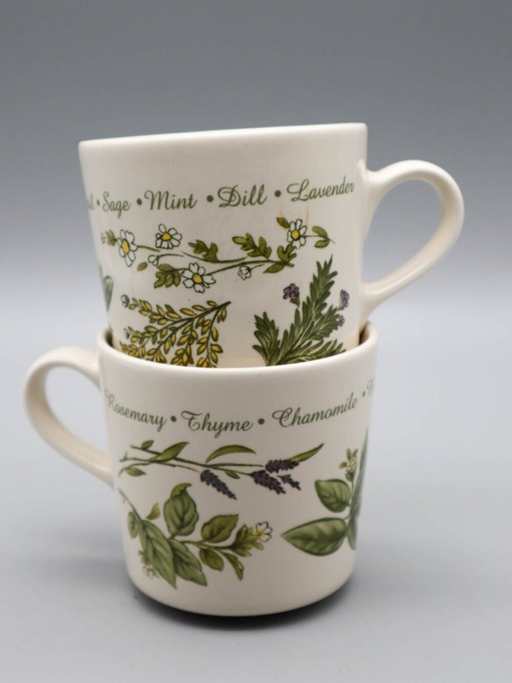 Vtg Corelle Stoneware Thymeless Herb Botanical Coffee Cups Mugs Cottagecore